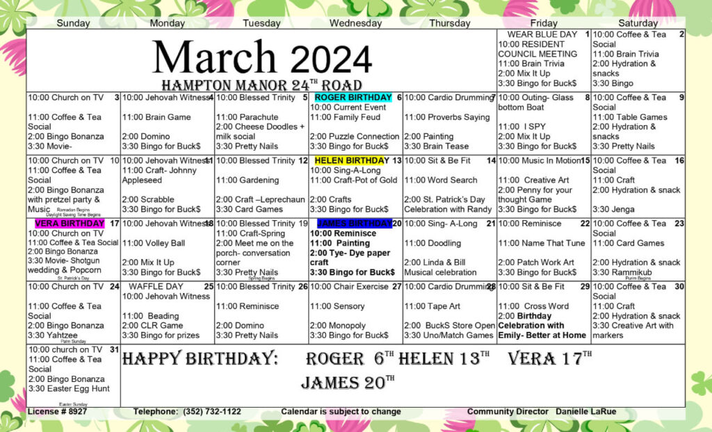 St patrick's school calendar for march 2020.